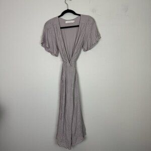 Astr The Label Purple Lavender Embroidered Short Sleeve Wrap Dress Size Small